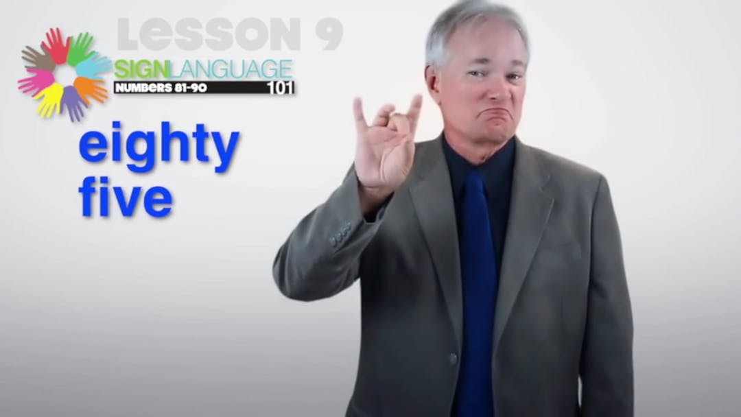 Free ASL class about numbers 81 to 90