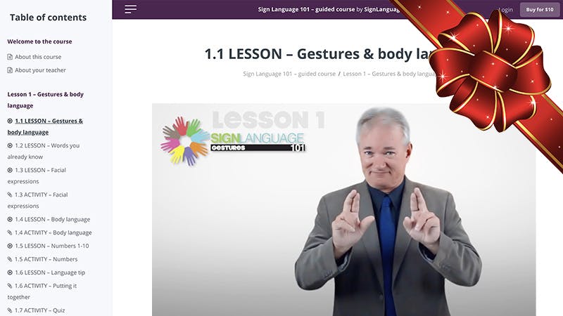 ASL Level 1 Sign Language Online Gift Course