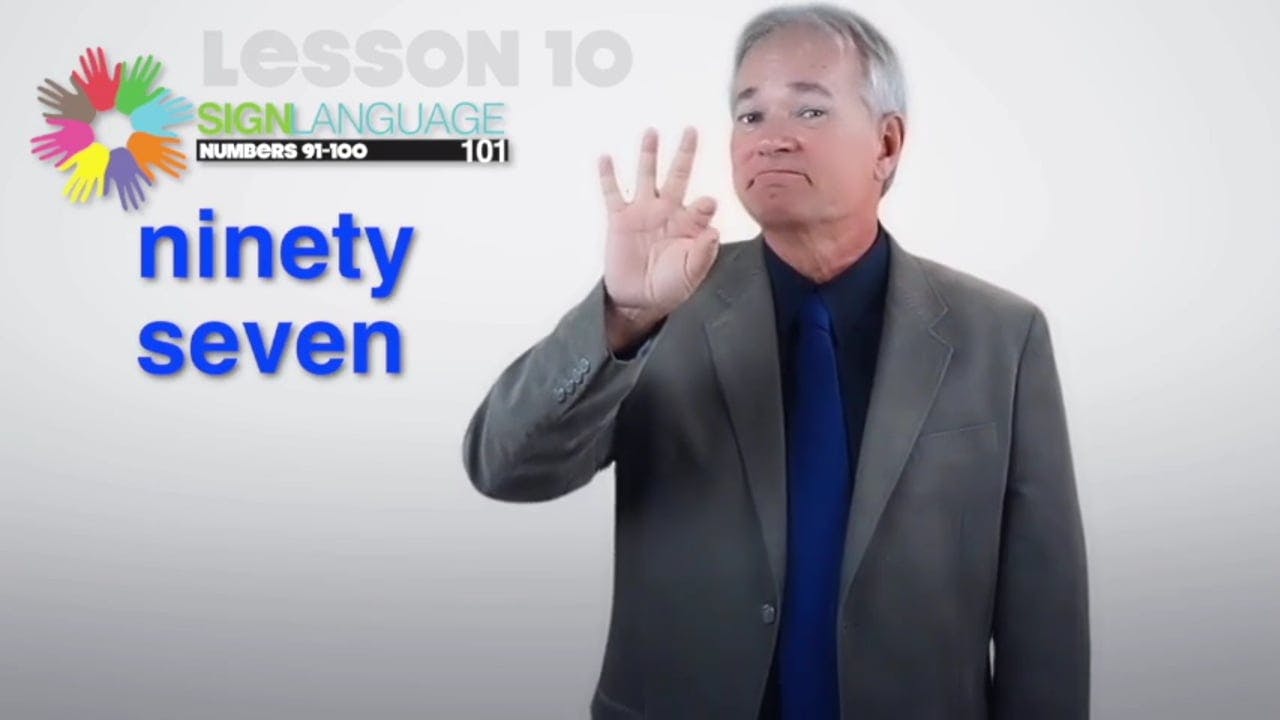 Learn about numbers 91 to 100 with our free sign language video lesson taught by a Deaf ASL expert.