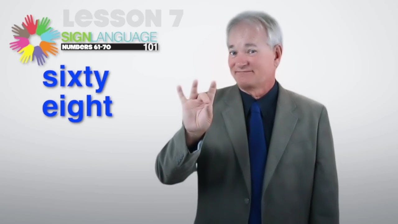 Learn about numbers 61 to 70 with our free sign language video lesson taught by a Deaf ASL expert.