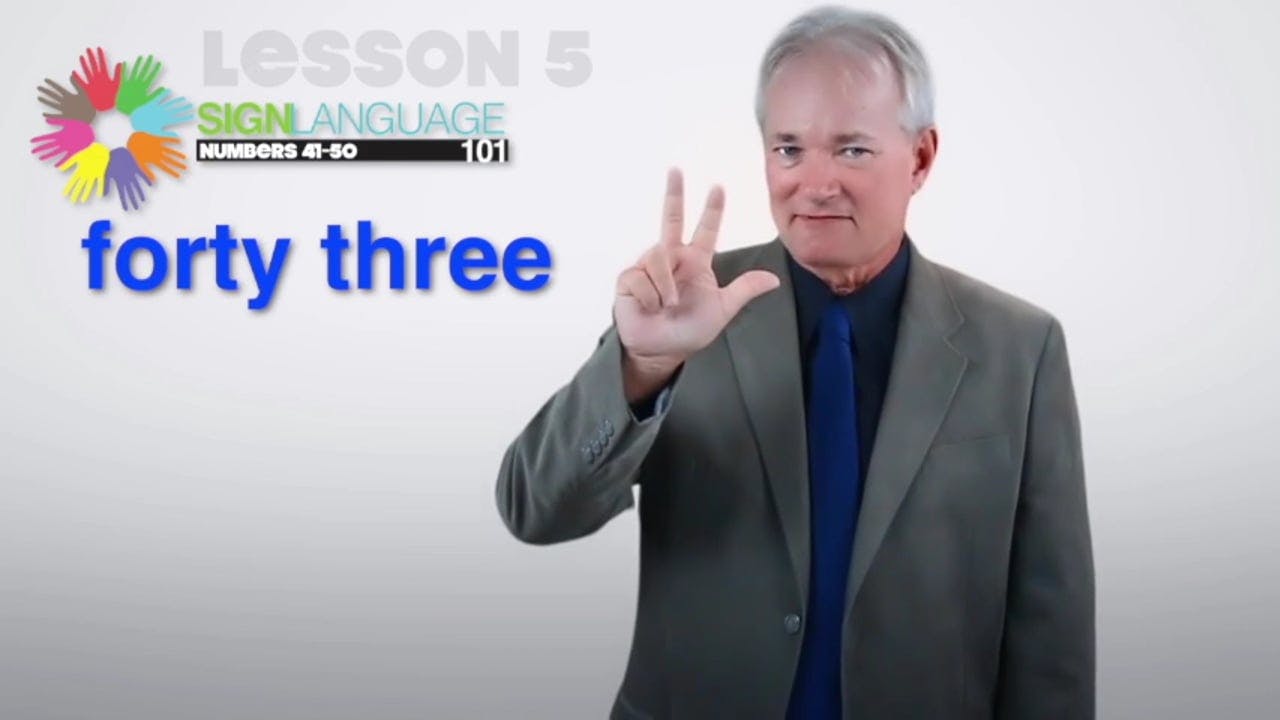 Numbers 41 to 50 in ASL