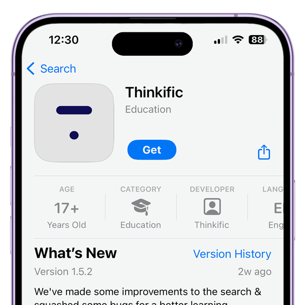 Thinkific mobile app in app store