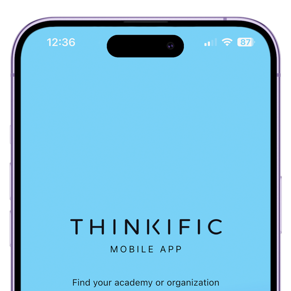 Homescreen of Thinkific mobile app